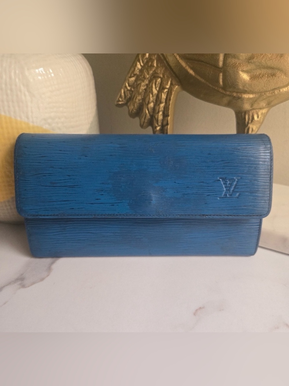 Vintage Louis Vuitton Blue Epi Leather Long Continental Wallet